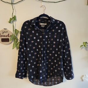 Arturo Calle Men's Navy Polka Dot Button-Up Shirt